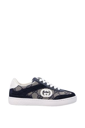 blue leather sneakers GUCCI KIDS | 812674AAE2T4056